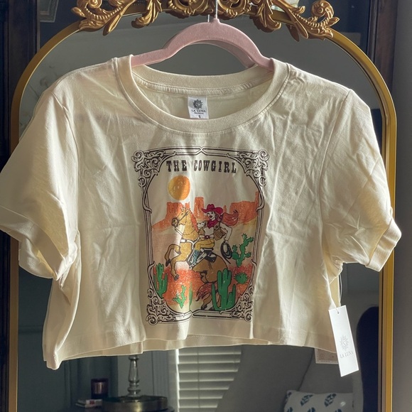 NWT La Luna The Cowgirl Women’s Crop Top Graphic Tee- Size S - Picture 1 of 7
